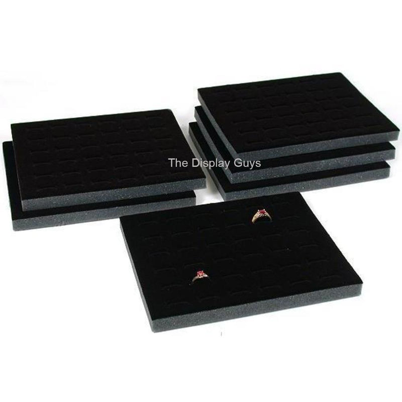 [Australia] - The Display Guys ~ 6pcs Deluxe Black Velvet Ring Foam 36 Slot Jewelry Travel Ring Insert Display Pad Holder 