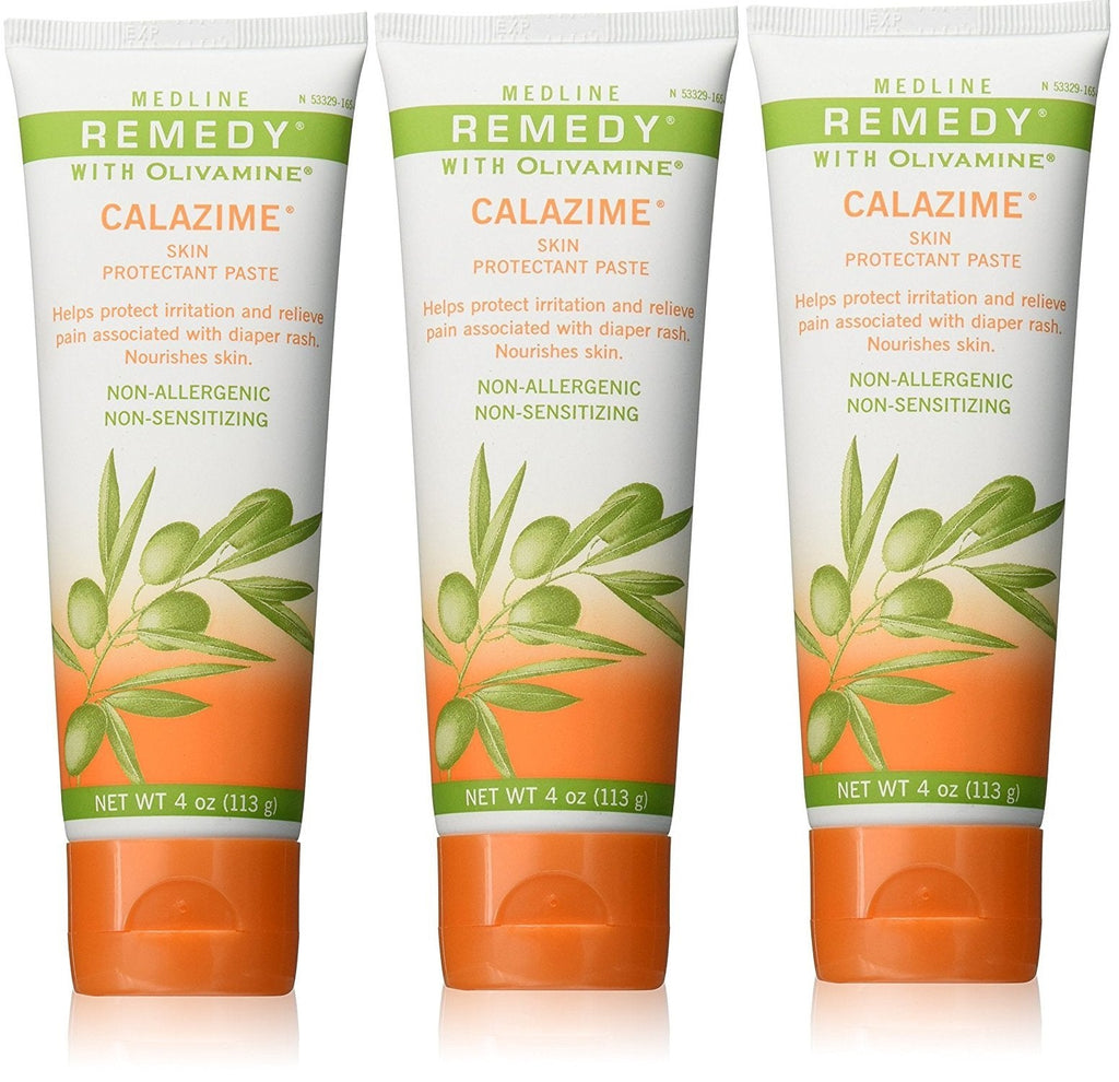 [Australia] - Medline Remedy Olivamine Calazime Skin Protectant Paste Cream, Used with Dry Chapped from Diaper Rash, Incontinence, Dermatitis, Psoriasis, Burns, Bites, White, 4 Oz, 3 Count 