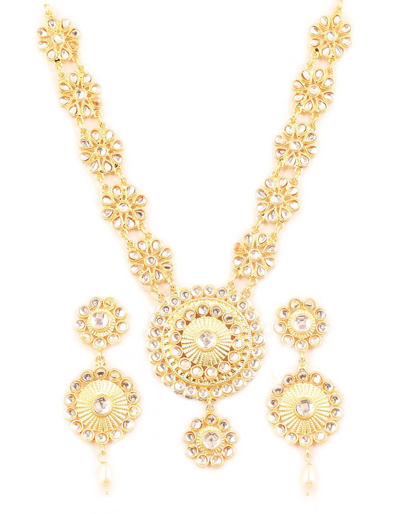 [Australia] - Touchstone New Padmavati Collection Indian Bollywood Kundan Polki Look Floral Grand Designer Wedding Jewelry Necklace Set in Gold Tone for Women. Gold 1 