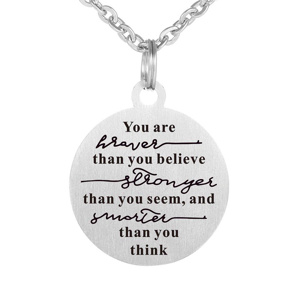 [Australia] - Kisseason Always Remember You are Braver Than You Believe Inspirational Gift Jewelry Pendant Necklace Design 3 