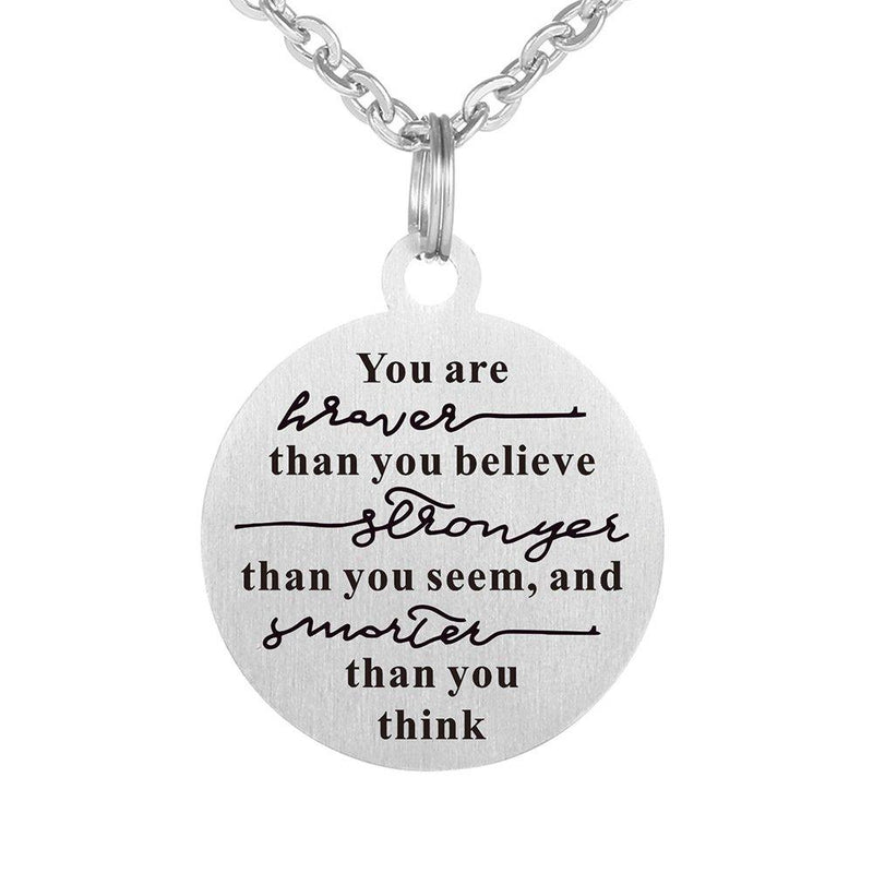 [Australia] - Kisseason Always Remember You are Braver Than You Believe Inspirational Gift Jewelry Pendant Necklace Design 3 