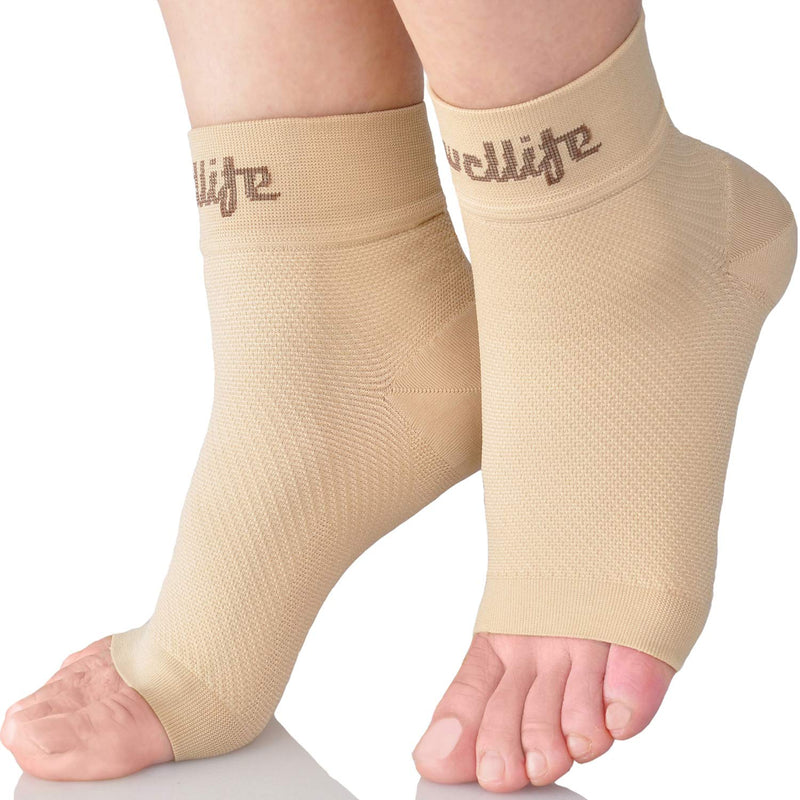 [Australia] - Dowellife Plantar Fasciitis Socks, Ankle Brace Compression Support Sleeves & Arch Support, Foot Compression Sleeves, Ease Swelling, Achilles Tendonitis, Heel Spur for Men Women Nude Medium 
