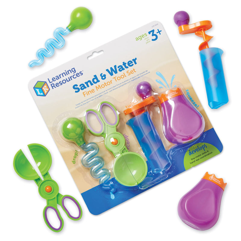 [Australia] - Learning Resources Sand & Water Fine Motor Set - 4 Pieces, Ages 3+ Toddler Learning Toys, Educational Toys for Toddlers, Fine Motor Tool Set, Sensory Toy, Sand Table Toys Sand & Water Set 