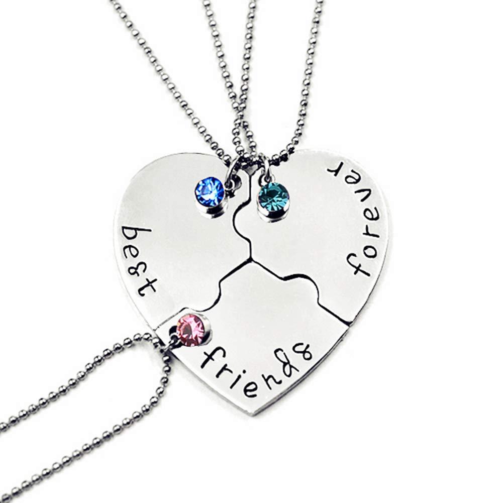 [Australia] - SIVITE Best Friends Forever and Ever Necklace with Crystal Broken Heart Charm Pendant Set Friendship Necklace 3PCS - " Best friends forever " 