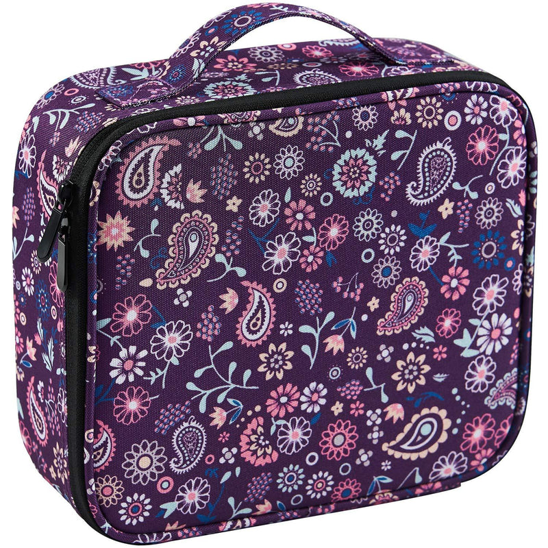 [Australia] - Joligrace Makeup Travel Bag Organizer for Women Cute Cosmetic Storage Train Case Portable Big Large Capacity with Adjustable Dividers for Make-Up Brush Toiletry Jewelry Purple Floral Print 
