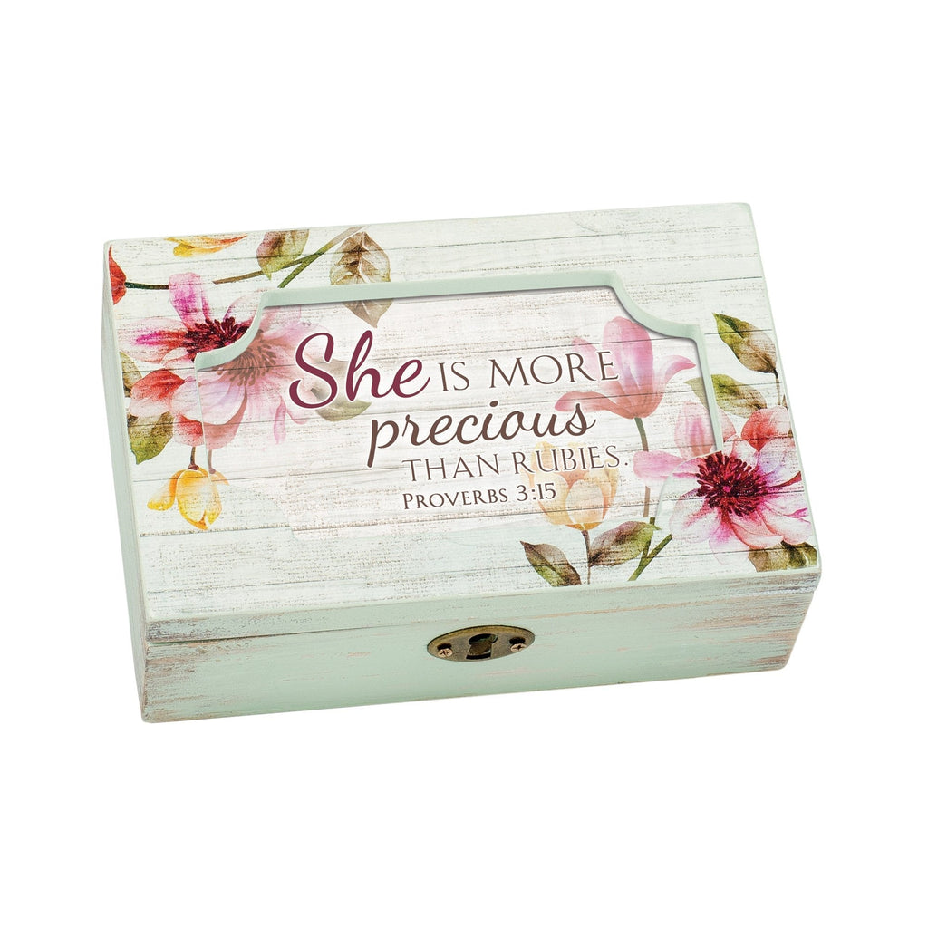 [Australia] - Cottage Garden More Precious Than Rubies Floral Decoupage Petite Music Box Plays Friend in Jesus 