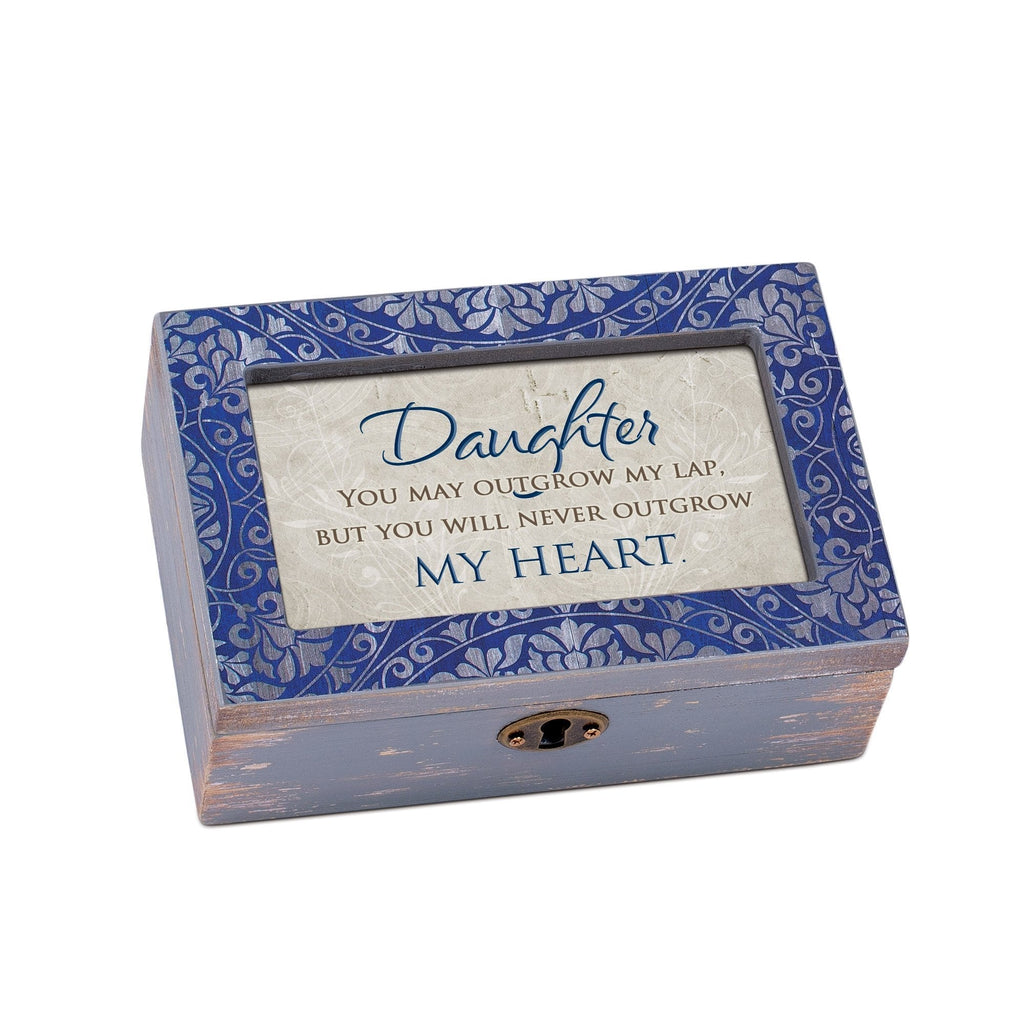 [Australia] - Cottage Garden Daughter Never Outgrow Heart Denim Decoupage Petite Music Box Plays You are My Sunshine 