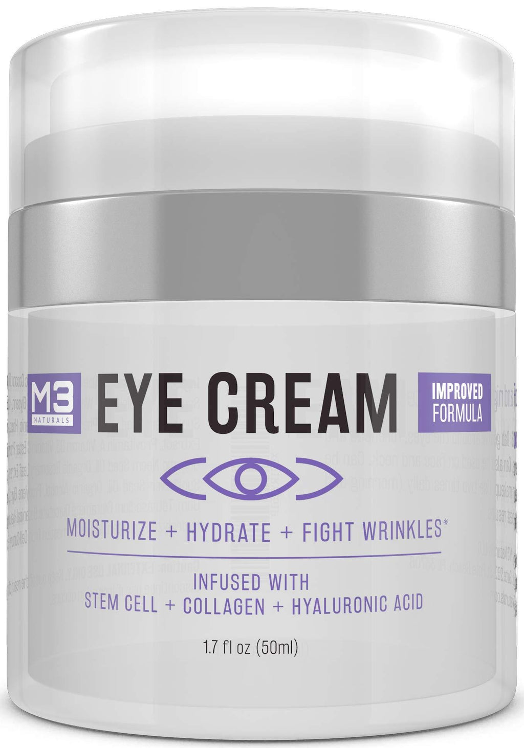 [Australia] - M3 Naturals Eye Cream with Collagen, Hyaluronic Acid & Stem Cell - Made in USA - Anti Aging Under Eye Cream for Dark Circles and Puffiness - Bags, Fine Line, Wrinkle & Puffy Eyes Treatment 1.7 oz 
