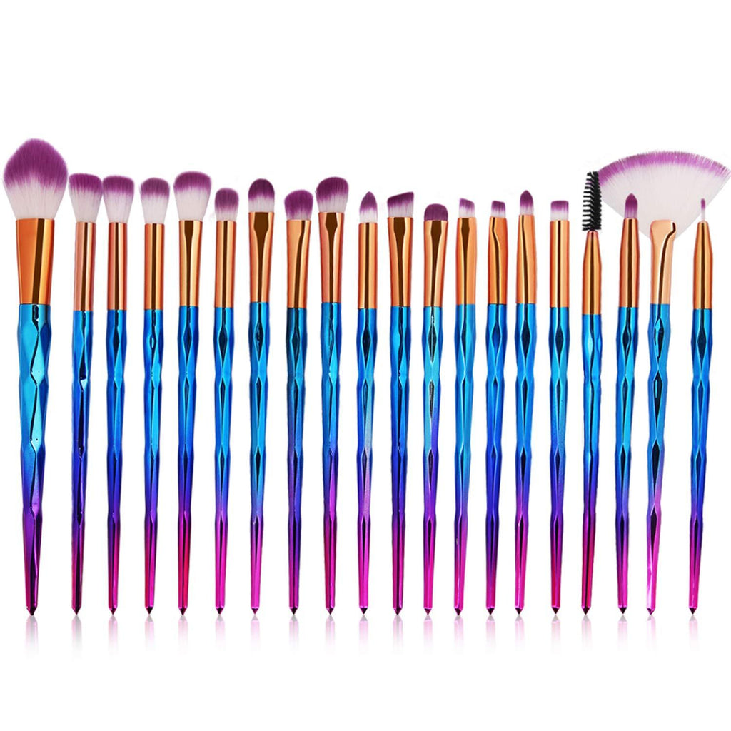 [Australia] - Eye Brush Set, 20 pcs Unicorn Eyeshadow Eyeliner Blending Crease Kit Makeup Brushes Make Up Foundation Eyebrow Eyeliner Blush Cosmetic Concealer Brushes (Blue) 