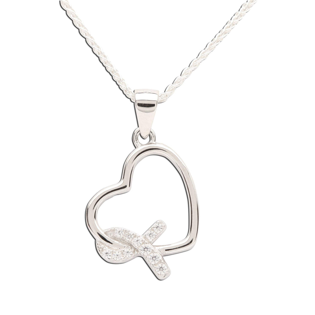 [Australia] - Sterling Silver Heart"Never Give up - You are Loved" Cancer Survivor and Awareness Ribbon Necklace Clear 