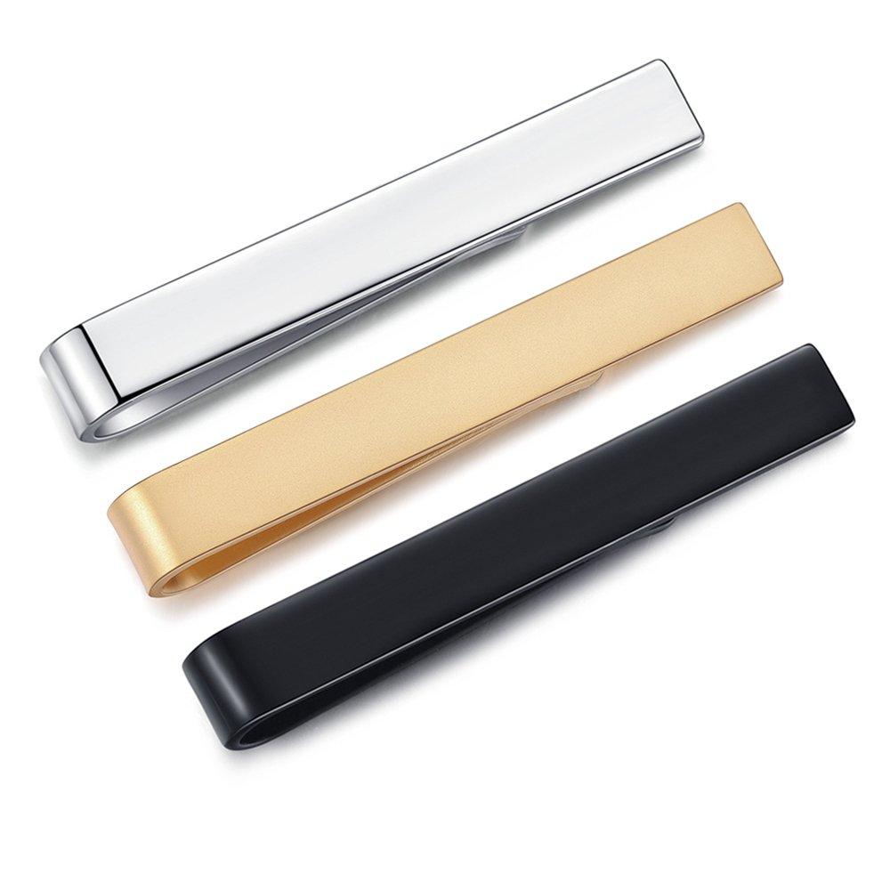 [Australia] - HONEY BEAR 3pcs Mens Boys Skinny Tie Clip Set Tie Bar for Narrow Tie Gift 4cm 3pcs Set without box 