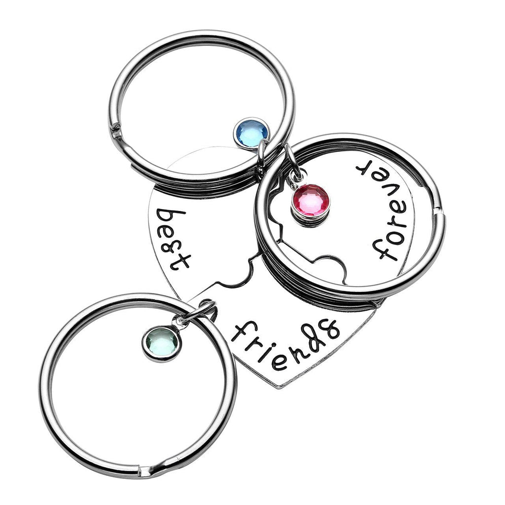 [Australia] - Jovivi Best Friends Forever and Ever Friendship Necklaces Keychains for 3/4,Alloy Heart Matching Puzzle Piece BBF Friendship Jewelry 3pcs/set(Keychains) 