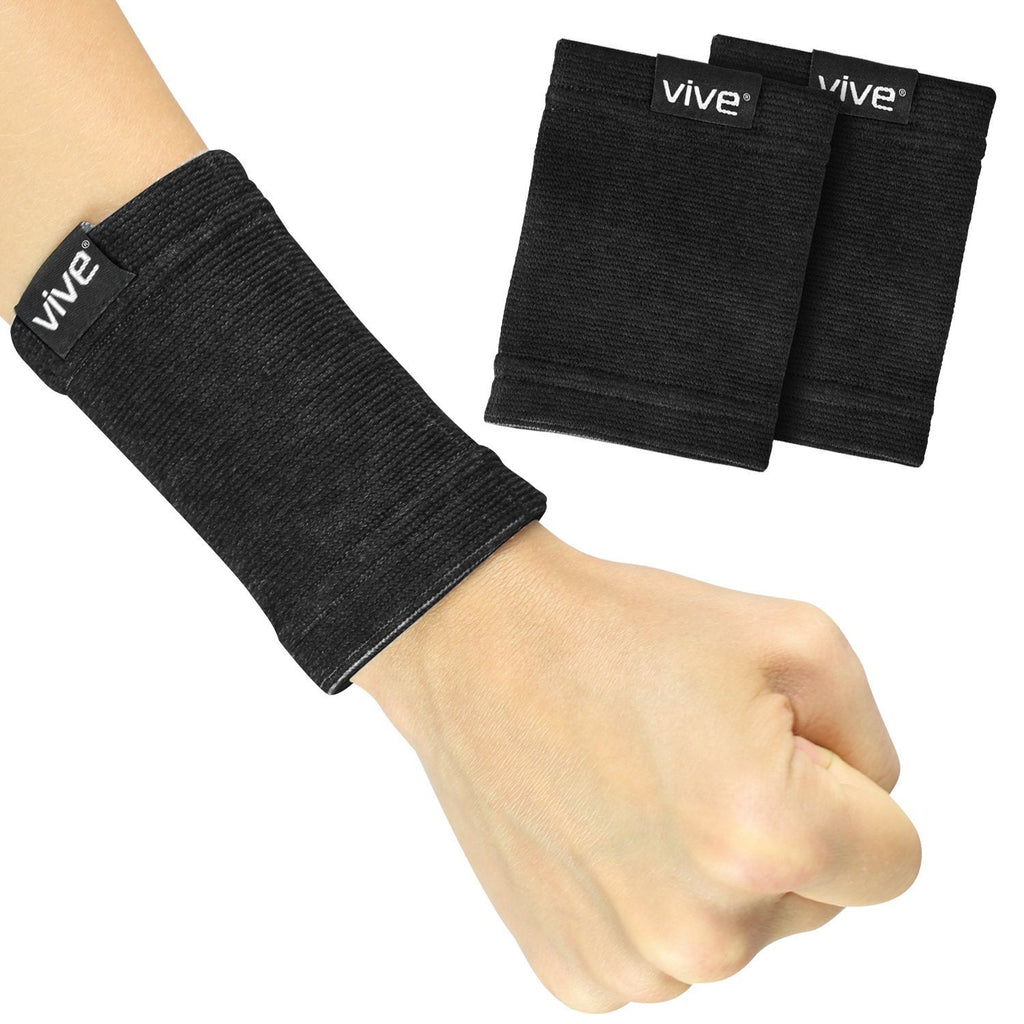 [Australia] - Vive Compression Wrist Support - Bamboo Charcoal Compression Wristband - Copper Wrist Brace for Men Women - Hand Band Fitness Sleeve for Carpal Tunnel Pain Relief, Arthritis, Tendonitis (Black) Black Large/X-Large (1 Pair) 