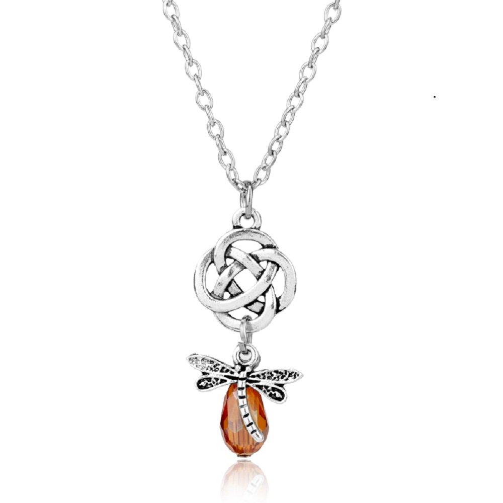 [Australia] - Ivy & Clover Outlander Inspired Sasenach Inspired Necklace Dragonfly in Amber Bead 