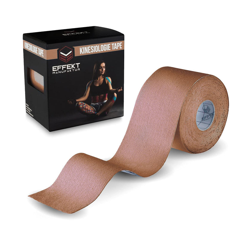 [Australia] - Effect Manufacture - (16ft x 2in) Roll - Kinesiology Tape - Kinesiotapes Waterproof & Elastic for Sports - Kinesiotape Physio Tape (Beige) 1 Roll Beige 