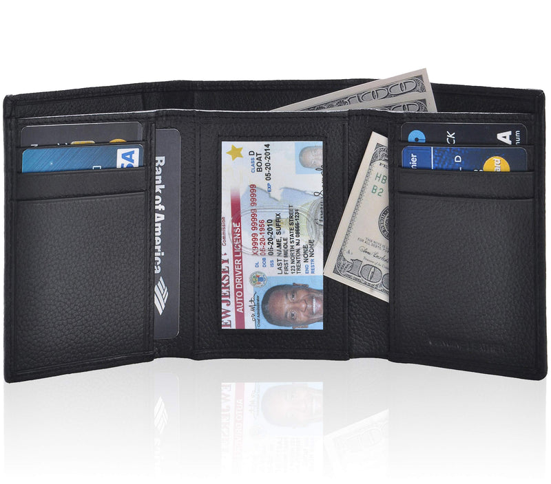 [Australia] - Slim RFID Wallets for Men - Genuine Leather Front Pocket Trifold Wallet Charcoal 