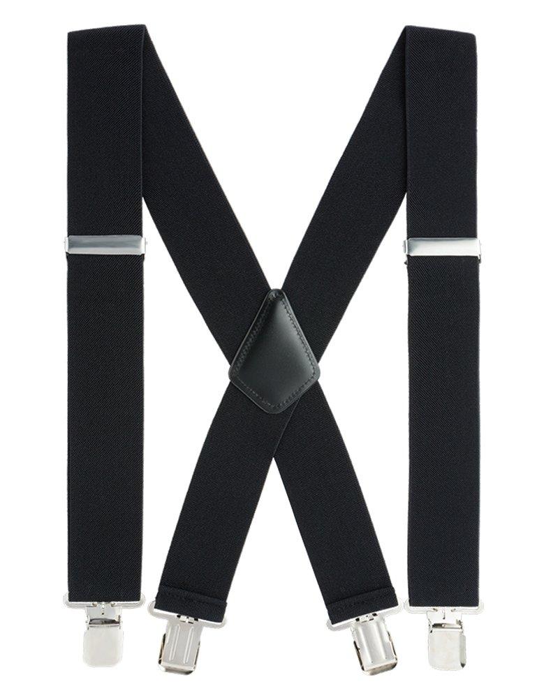 [Australia] - Suspenders for Men, with Heavy Duty Clip Wide X-Back for Work Black 