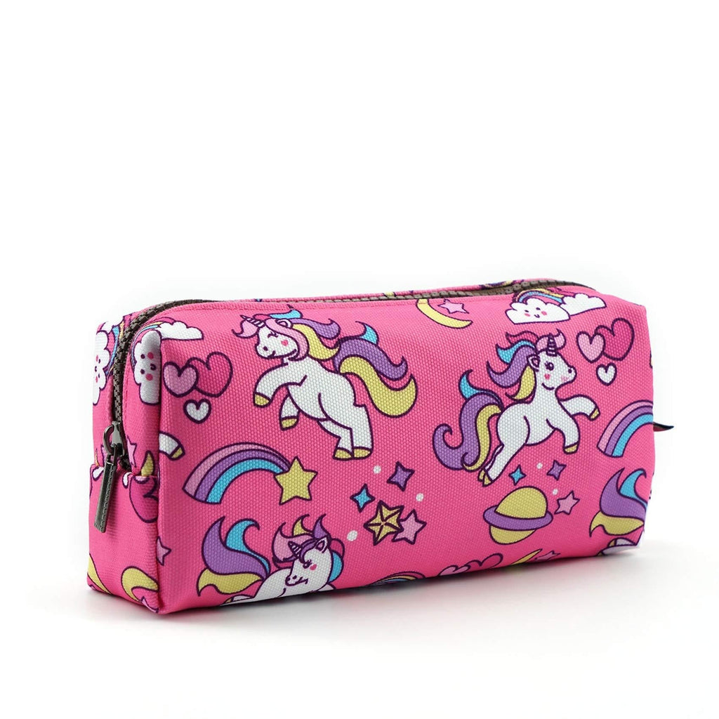 [Australia] - Unicorn Canvas Pencil Case Pen Bag Pouch Stationary Case Makeup Cosmetic Bag Pink 
