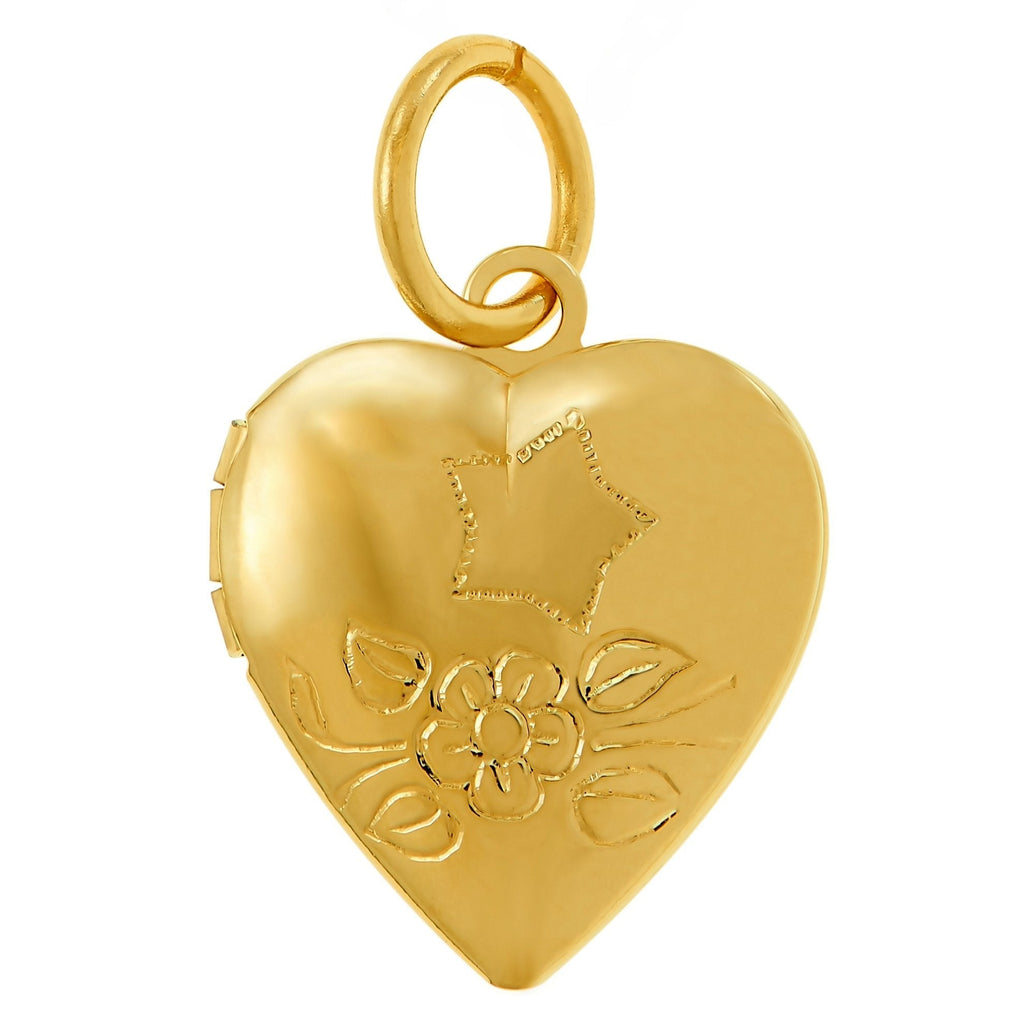 [Australia] - Lifetime Jewelry Tiny Heart Locket Necklace That Holds Pictures - Kids Jewelry Small Photo Locket  - 24k Gold Plated Cute Pendant Necklace for Women and Girls - Choice of Charm With or Without Chain Locket Only 