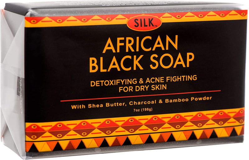 [Australia] - African Black Soap 7oz for Acne, Eczema, Dry Skin, Psoriasis, Scar Removal, Face & Body Wash - Shea Butter, Charcoal, Bamboo Powder 