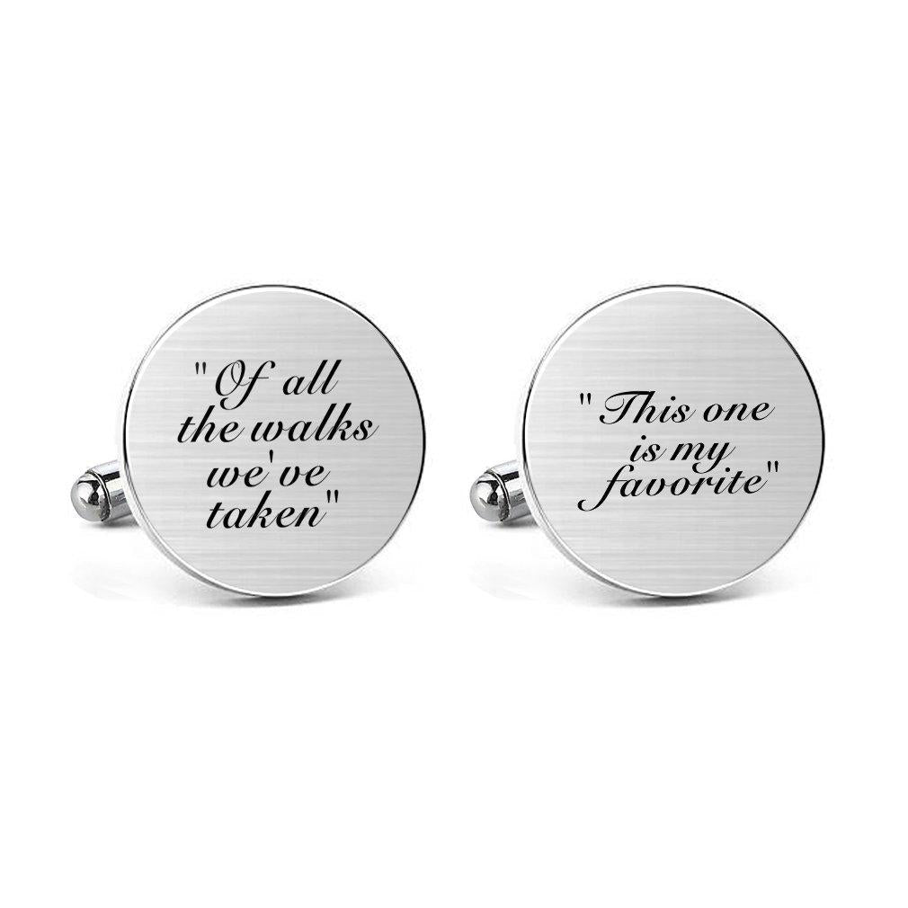 [Australia] - MUEEU Groom Wedding Cufflinks Engraved of All The Walks We Have Take Square Round Cuff Link Tie Clip Groom Round Cufflinks 