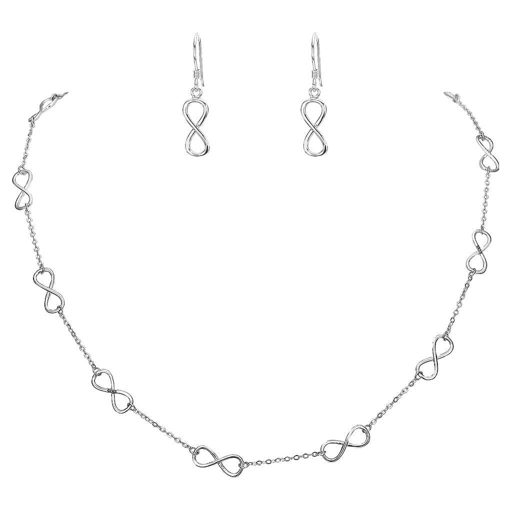 [Australia] - EVER FAITH Women's 925 Sterling Silver Elegant Figure 8 Infinity Necklace Earrings Set 