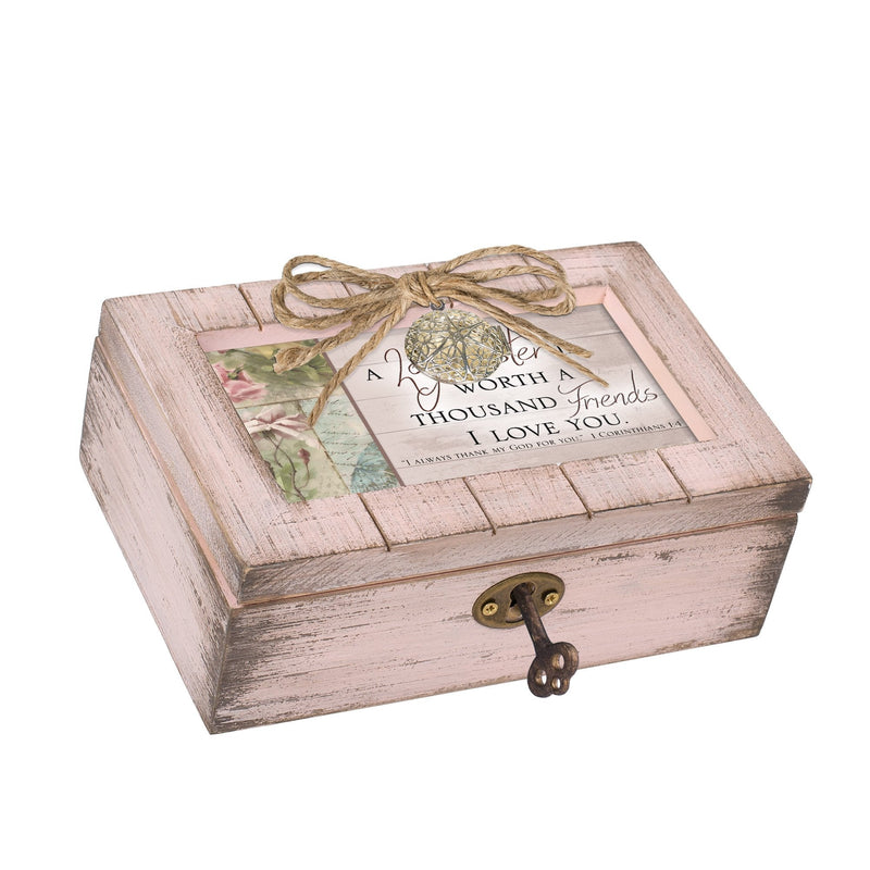 [Australia] - Cottage Garden Sister Worth Thousand Friends Blush Pink Locket Petite Music Box Plays Amazing Grace 