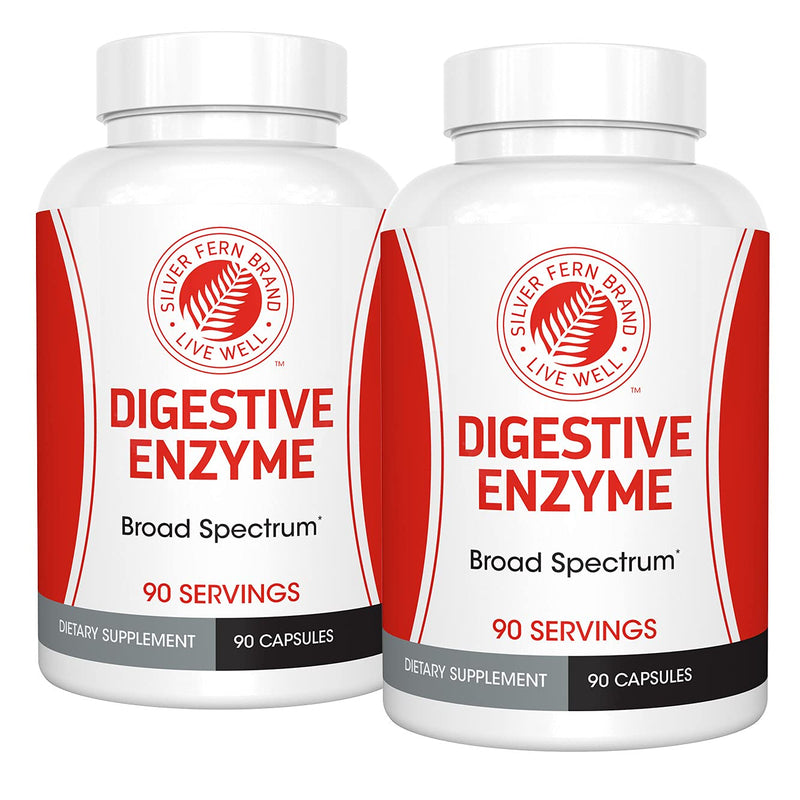 [Australia] - Silver Fern Brand Ultimate High Potency Digestive Enzyme Supplement - 2 Bottles - 100% Intestinal Coverage - Digestive Comfort - Improve Food Tolerability 