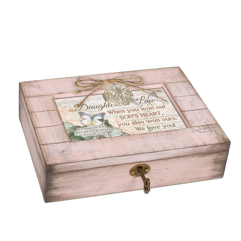 [Australia] - Cottage Garden Daughter in Law We Love You Blush Pink Distressed Locket Music Box Plays Friend in Jesus 