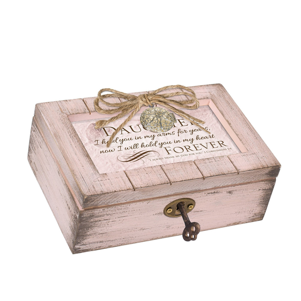 [Australia] - Cottage Garden Daughter in My Heart Forever Blush Pink Locket Petite Music Box Plays Friend in Jesus 