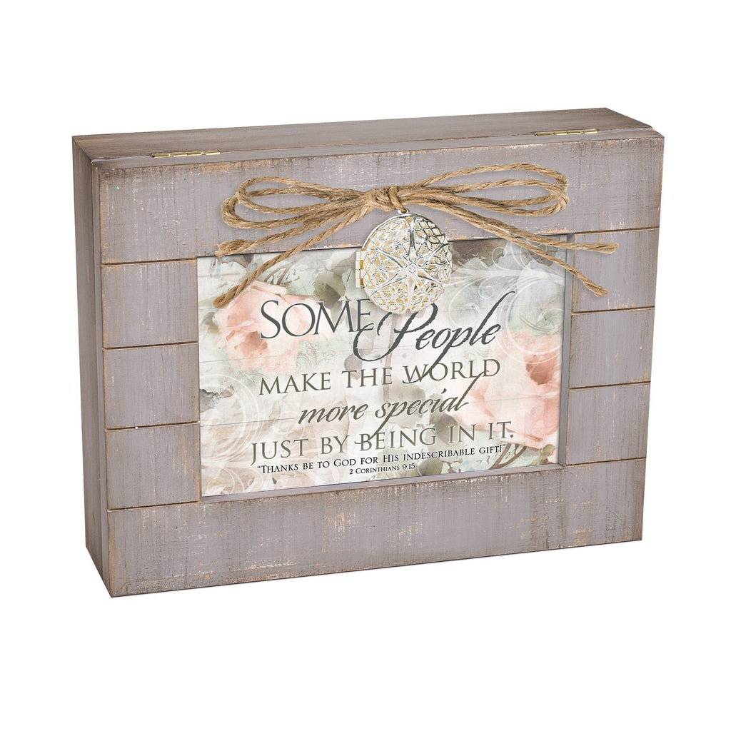 [Australia] - Cottage Garden Make World Special Natural Taupe Wood Locket Music Box Plays How Great Thou Art 