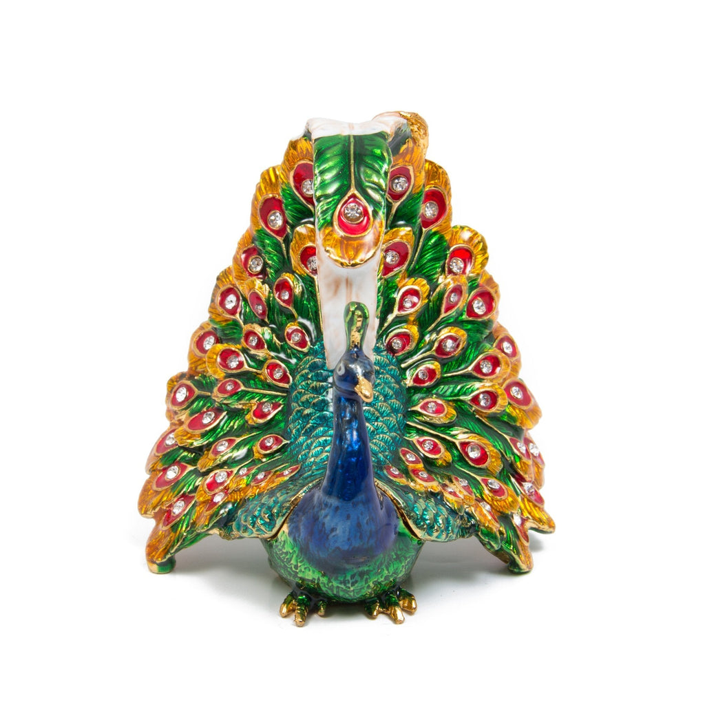 [Australia] - QIFU-Hand Painted Enameled Peacock Decorative Hinged Jewelry Trinket Box Unique Gift for Home Decor 