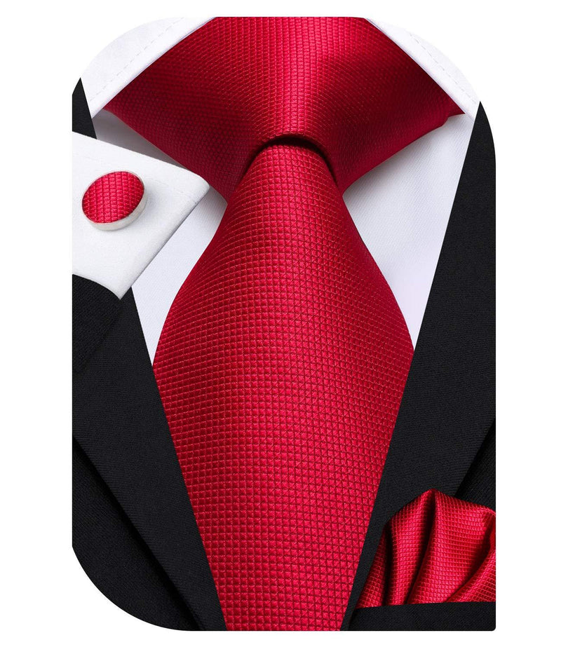 [Australia] - Dubulle Solid Mens Necktie with Cufflinks Tie and Pocket Square Y-n-0206 