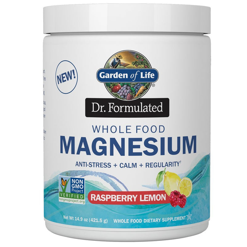 [Australia] - Garden of Life Dr. Formulated Whole Food Magnesium 421.5g Powder, Raspberry Lemon, Chelated Non-GMO Vegan Kosher Gluten & Sugar Free Supplement with Probiotics, Best for Anti-Stress Calm & Regularity Raspberry Lemon Powder 85 Servings (Pack of 1) 