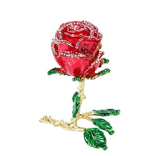 [Australia] - QIFU-Hand Painted Enameled Rose Shape Decorative Hinged Jewelry Trinket Box Unique Gift For Valentine's Day 