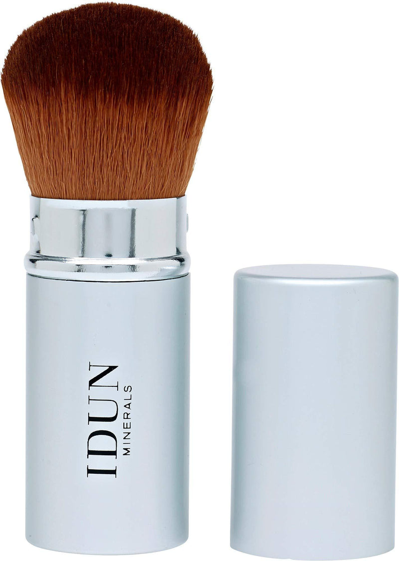 [Australia] - IDUN Minerals Retractable Kabuki Brush - Blend/Buff Powder Foundation For A Smooth/Flawless Finish - Premium Quality Synthetic Taklon Bristles - 100% Vegan, Hypoallergenic, Cruelty Free - No Shedding 