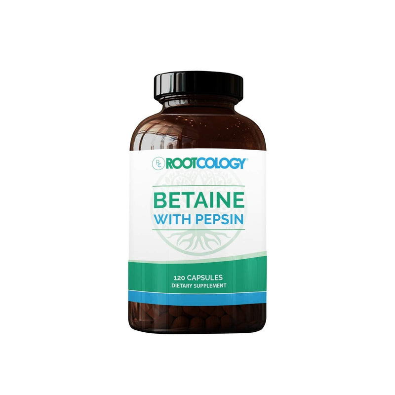 [Australia] - Rootcology Betaine with Pepsin - Dietary Health Support with 750mg Betaine Hydrochloride + 33mg Pepsin - Digestive Enzymes Supplement for Healthy Digestion by Izabella Went (120 Capsules) 