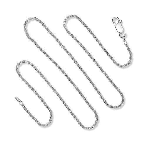 [Australia] - 925 Sterling Silver 1.5MM Diamond Cut Rope Chain Necklace for Women & Girls Upgraded Lobster Claw Clasp Made in Italy 16 18 20 22 24 30 and 36 Inch 16.0 Inches 