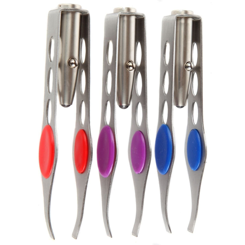 [Australia] - Trenton Gifts Stainless Steel Tweezers with LED Light for Precision Hair Removal (Set of 3) 