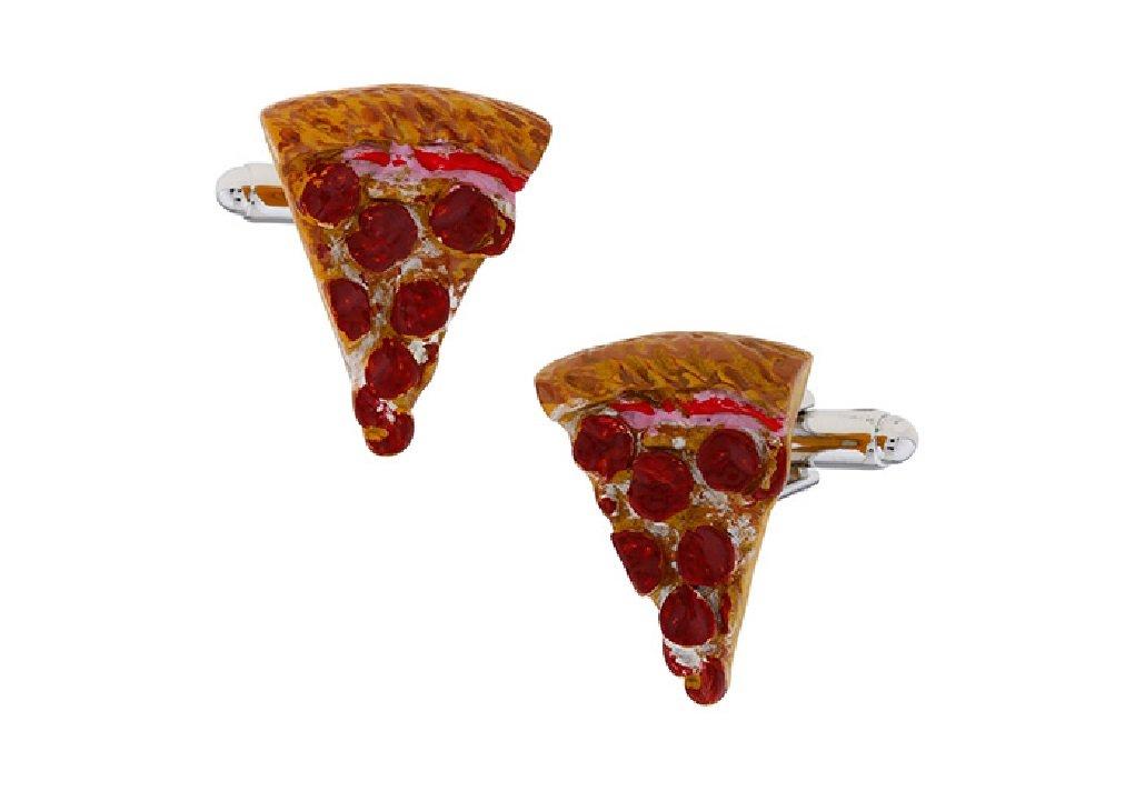 [Australia] - MRCUFF Pizza Slice Pair Cufflinks in a Presentation Gift Box & Polishing Cloth 