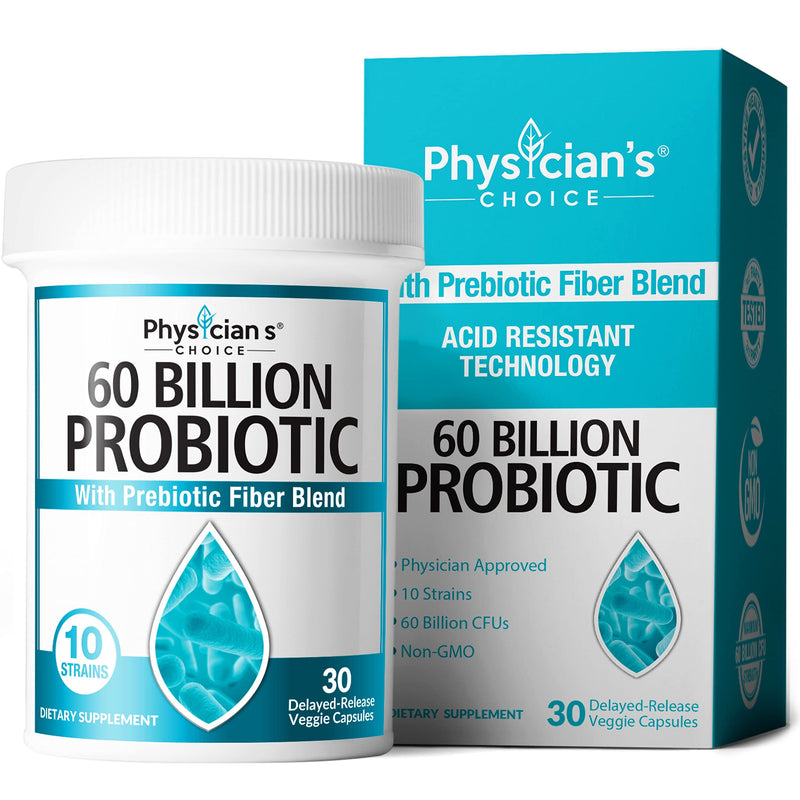 [Australia] - Physician's Choice Probiotics 60 Billion CFU - 10 Diverse Strains Plus Organic Prebiotic, Designed for Overall Digestive Health and Supports Occasional Constipation, Diarrhea, Gas & Bloating 1 Month Supply Probiotic 
