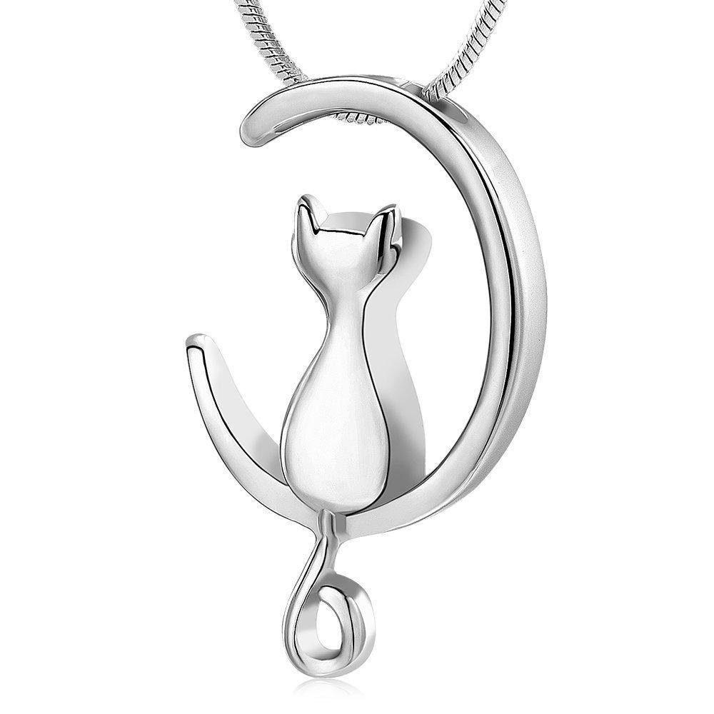 [Australia] - Minicremation Pet Cremation Jewelry Urn Necklace for Ashes Memorial Pendant Ashes Holder Keepsakes Jewelry for Ashes for Cat Silvery 