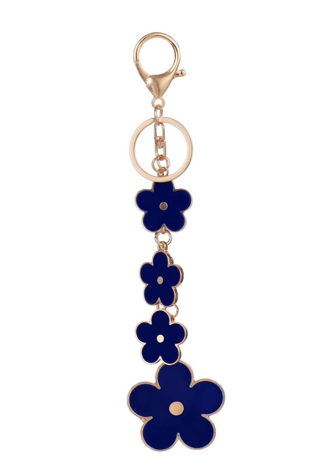 [Australia] - Giftale Women's Flower Bag Charms Enameled Keychain Purse Accessories Blue 