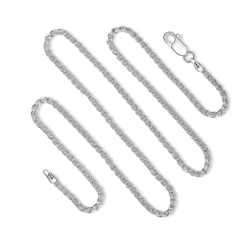 [Australia] - 925 Sterling Silver 2MM Wheat Chain Lobster Claw Clasp 16-30 Inch 24.0 Inches 