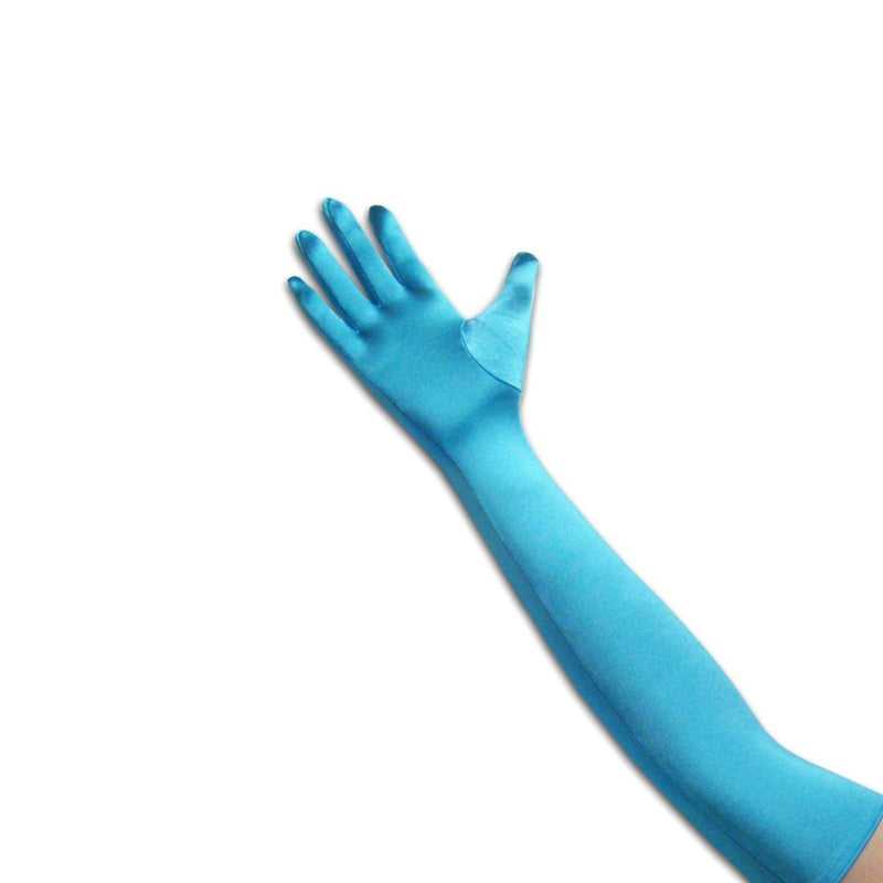 [Australia] - Tapp Collections Classic Adult Size Long Opera/Elbow/Wrist Length Satin Gloves (L) 22 Inches/Aqua Blue 