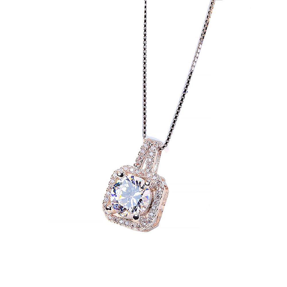 [Australia] - BGTY 925 Sterling Silver Cubic-Zirconia Pendant Necklace for Women Square CZ 