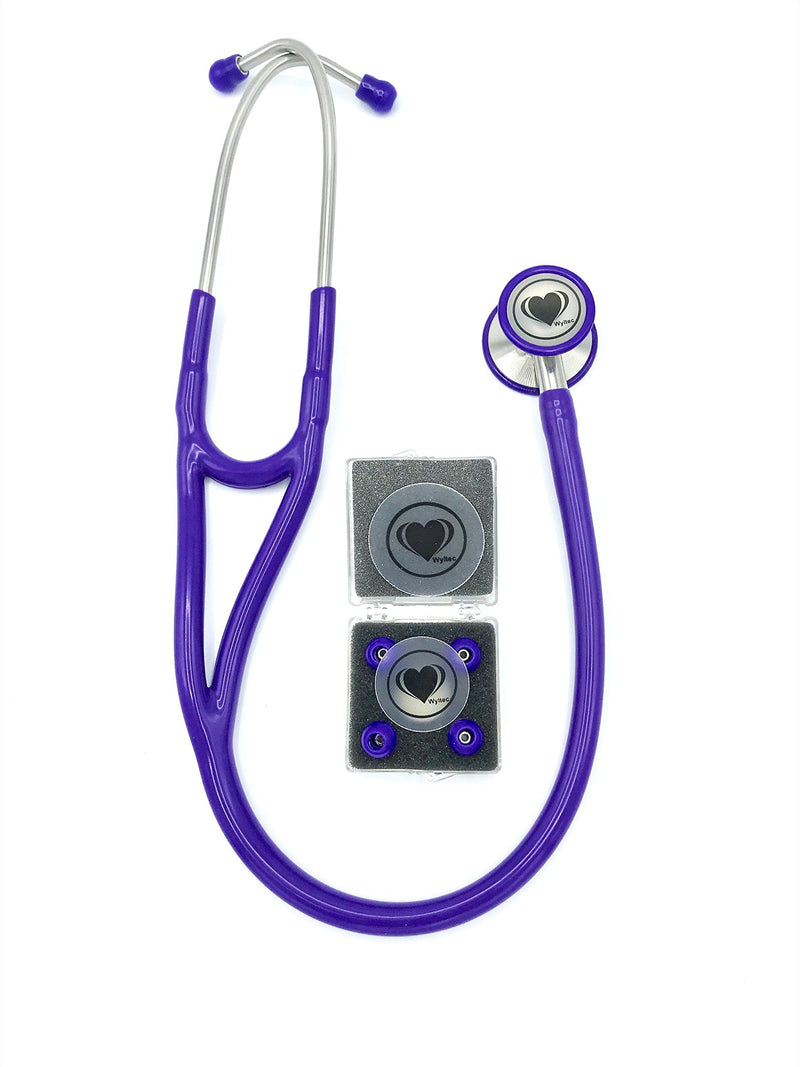 [Australia] - Wyltec Deluxe Cardiology Stethoscope dual head Stainless Steel Premium quality chestpiece Soft eartips Latex Free Two tubes in one design for the clearest sound transmission. (Purple) Purple 