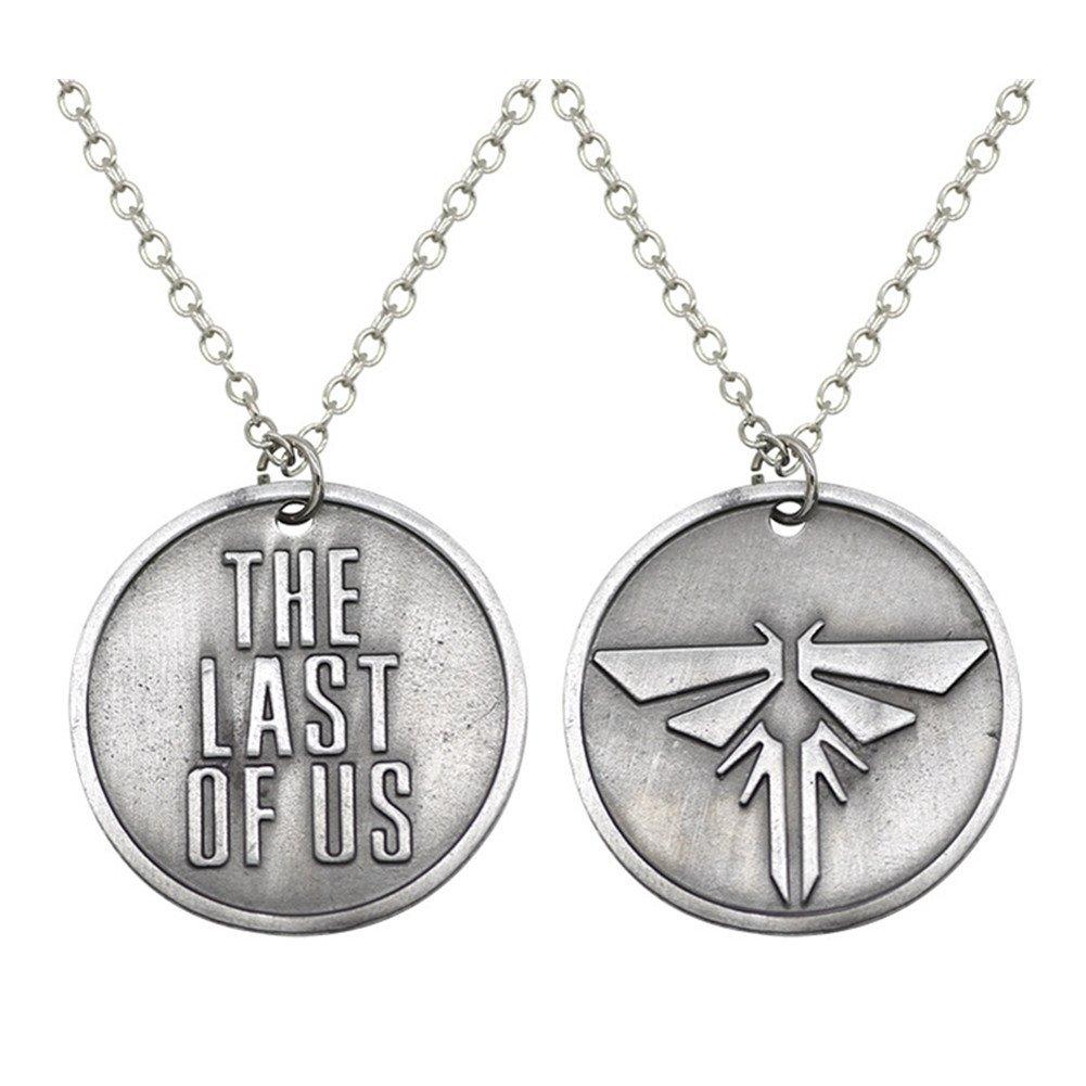 [Australia] - Antique Silver Plated The Last Of Us Engraved And Firefly Round Charm Pendant Necklace 