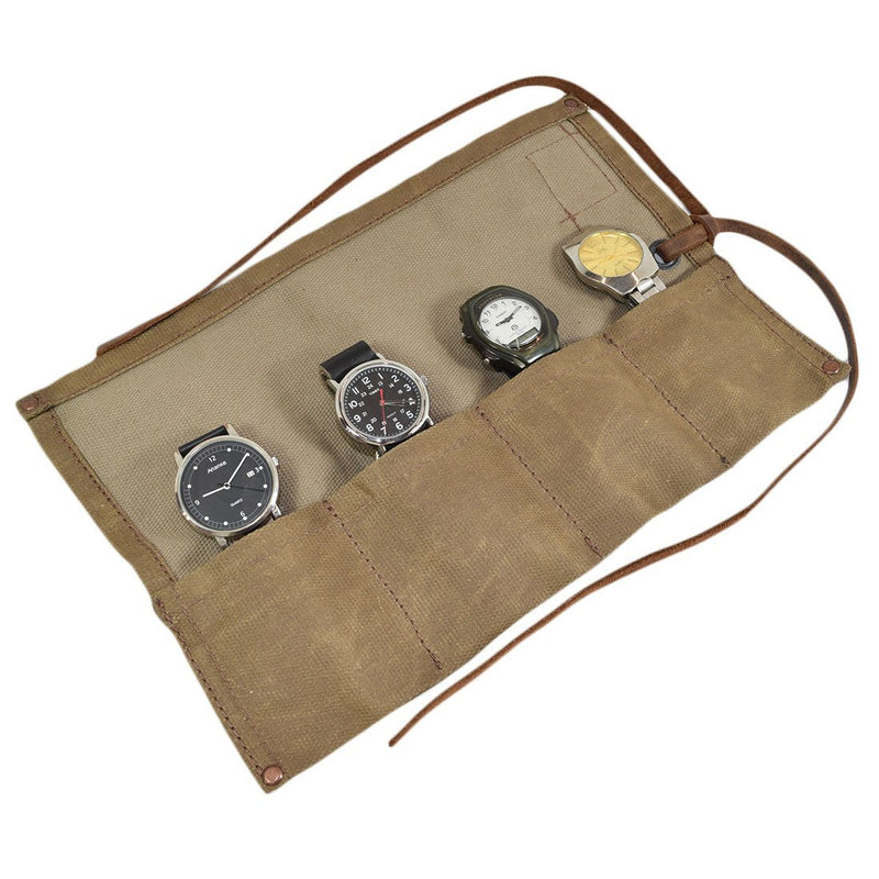 [Australia] - Hide & Drink, Waterproof Waxed Canvas Travel Watch Roll Organizer Holds Up To 4 Watches, Easy Carry On Watchlover Storage, Travel & Commuter Essentials, Handmade Includes 101 Year Warranty :: Fatigue 