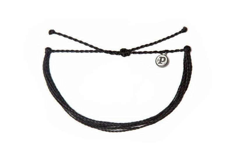[Australia] - Pura Vida Jewelry Bracelets Solid Bracelet - 100% Waterproof and Handmade w/Coated Charm, Adjustable Band Solid Black 